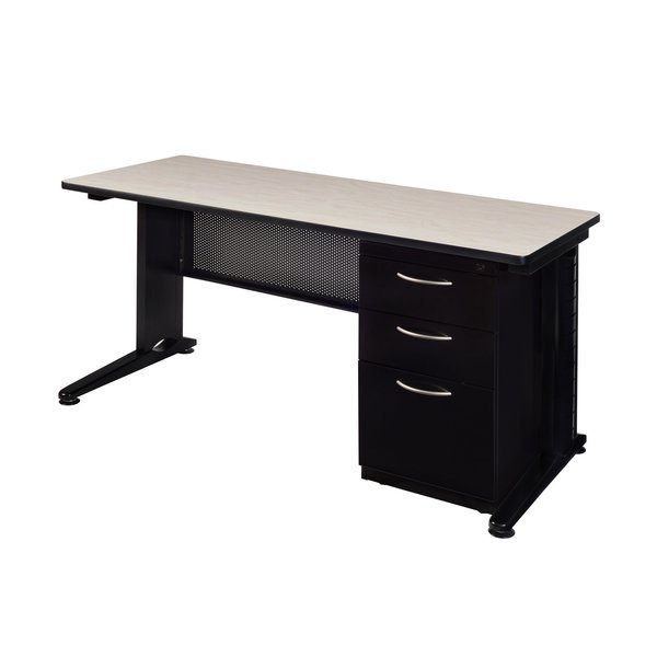 Pedestal Desk, 30 D, 66 W, 29 H, Maple, Wood|Metal, FUSION, Mfr# MSP6630PL